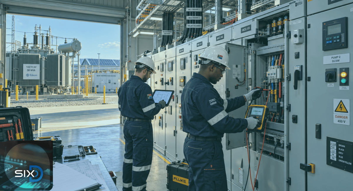 What Should an Industrial Electrical Construction Project Include Industrial electrical construction project – electricians testing MCC panels and switchgear during commissioning